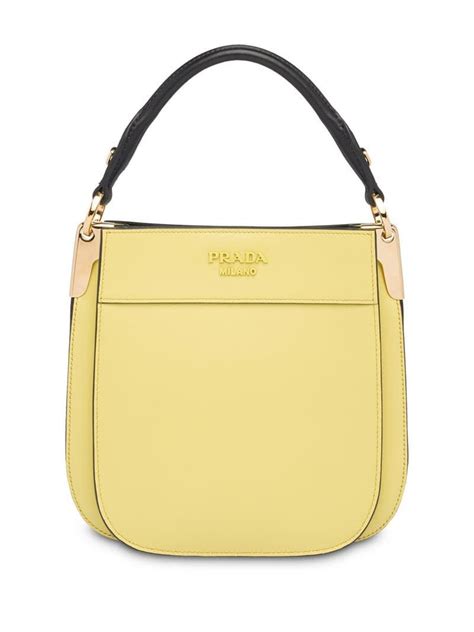 prada margit shoulder ostrich small yellow|Prada Margit ostrich leather hobo shoulder bag.